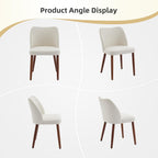 IDEALHOUSE 4 Pieces Fabric Wingback Dining Room Chairs, Comfort Thick Cushioned Kitchen Side Chairs Sturdy Wooden Legs with Anti-Slip Leveling Feet, Modern Leisure Chair for Home Indoor Use, White