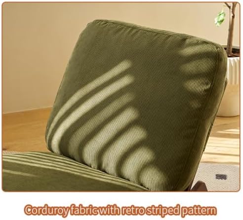 Solid Wood Upholstered Rocking Chair, Glider Rocker with High Backrest and Soft Padded Seat, Comfy Green Accent Armchair for Nursery Bedroom Living Room Reading