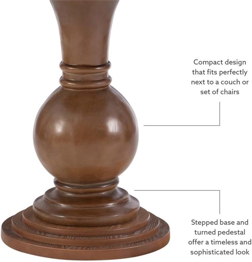 BOWERY HILL Set of 2 Round Wood Accent Pedestal Base Tables in Rustic Natural