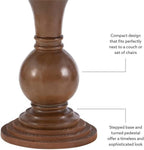 BOWERY HILL Set of 2 Round Wood Accent Pedestal Base Tables in Rustic Natural
