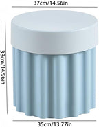 Storage Round Side End Table, Small Coffee Table with Stool Lids, Creative Pla Sofa Table for Living Room, Home and Office(Blue)