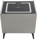 3 Color LED Nightstand with Wireless Charging Station & USB Ports, 2 Drawers Modern Night Stand Bedside Table End with Fingerprint Lock & Bluetooth Speaker Table for Bedroom, Living Room (Light Gray)
