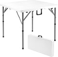 Byliable 34" Folding Square Card Table, Portable Heavy Duty HDPE Fold-in-Half Folding Table with Carrying Handle for Indoor/Outdoor Use – Ideal for Picnic, Camping, Parties, White