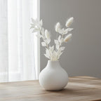 Carrot's Den White Round Vase - Minimalist Nordic, Japandi, Mid Century Modern Home Decor | Table Centerpiece, Wedding, Living Room, Bookshelf, Office, Modern Home, Entryway, Console (White)