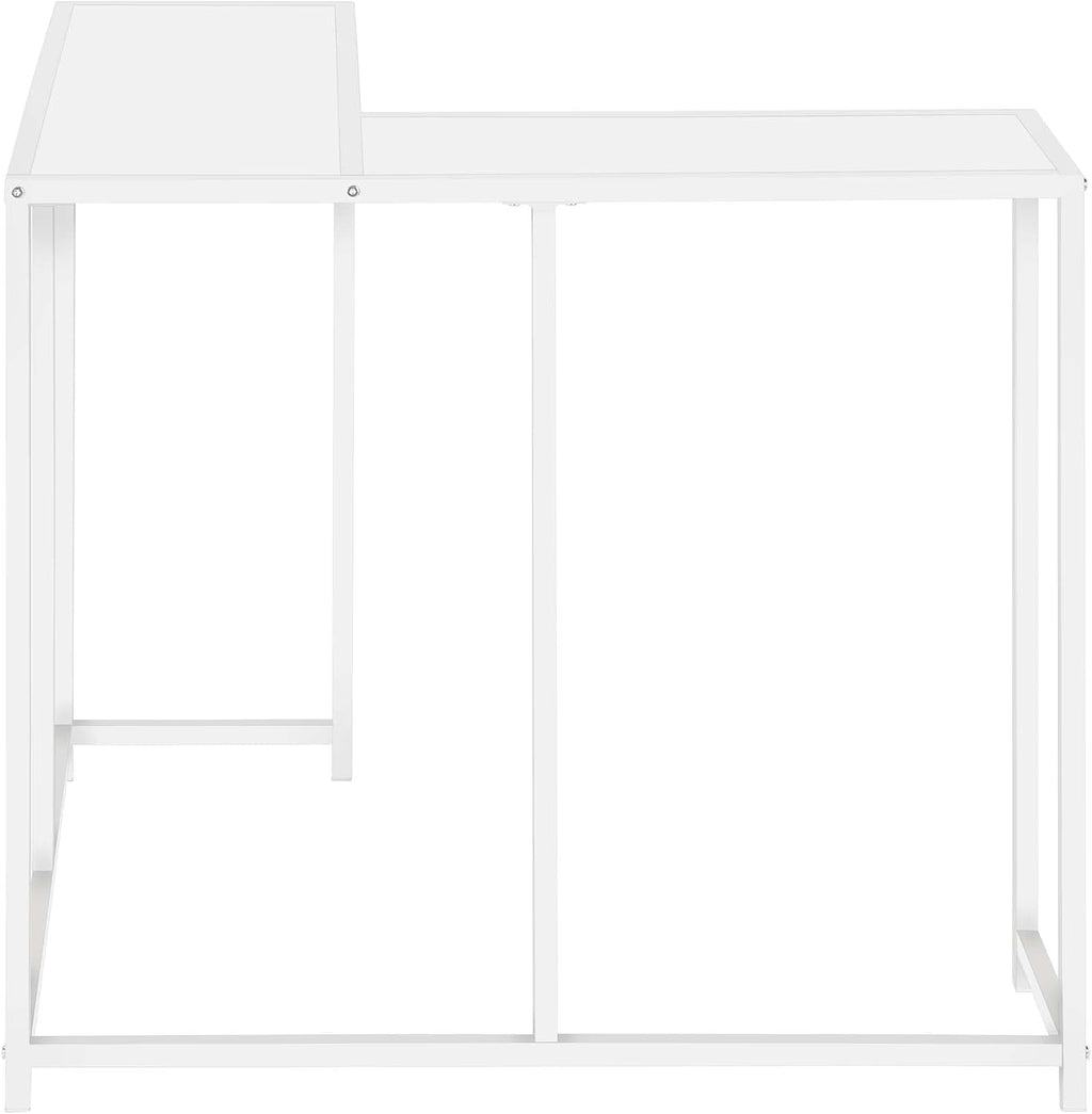 32” Tall Narrow Table, L-Shaped Thin Table for Corner, Narrow Console Table for Entryway Living Room Small Hallway, Easy Assembly (White)