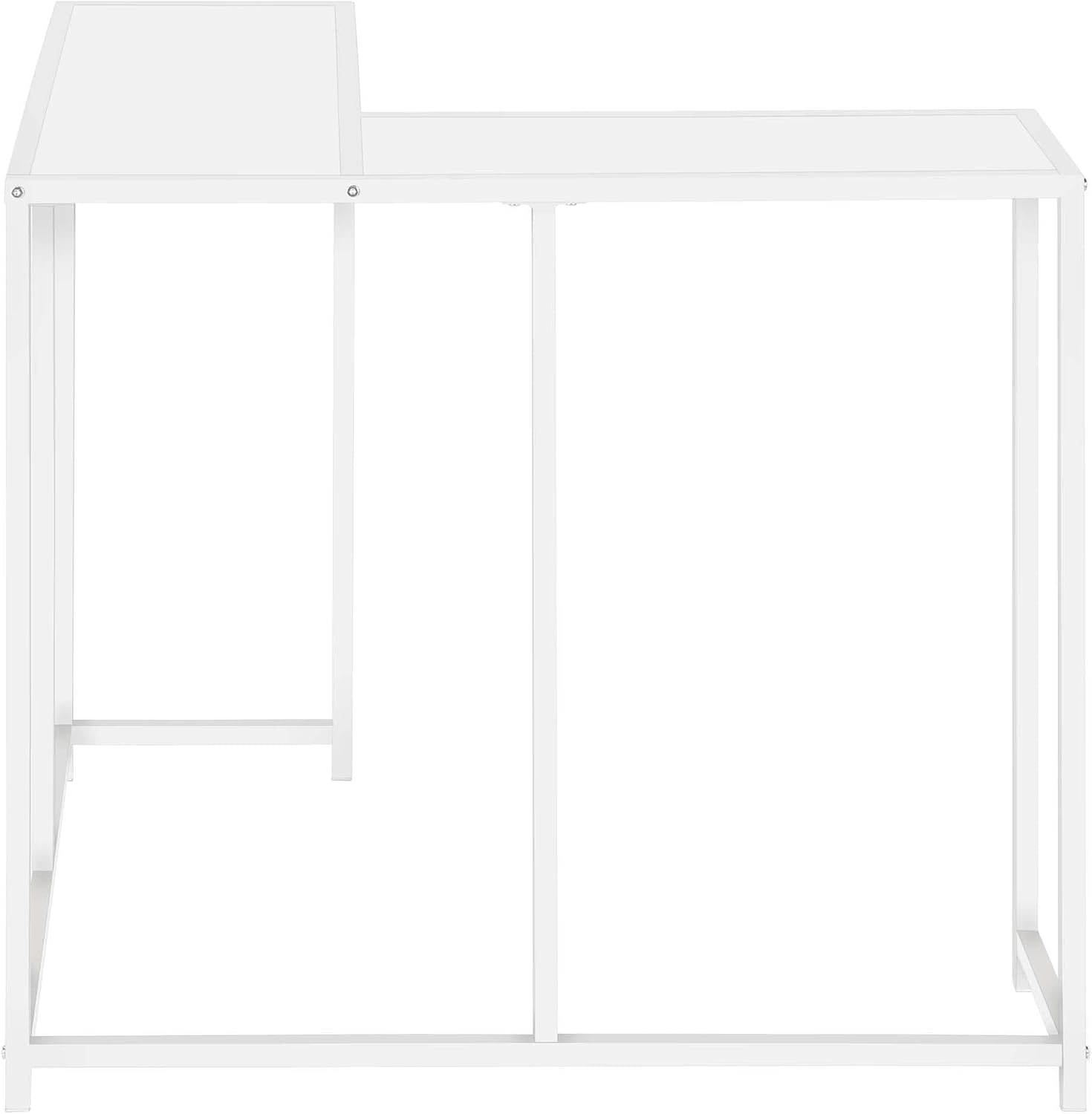 32” Tall Narrow Table, L-Shaped Thin Table for Corner, Narrow Console Table for Entryway Living Room Small Hallway, Easy Assembly (White)