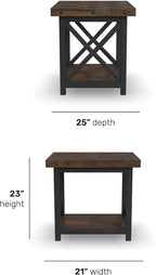 Flexsteel Craftsman Solid and Sustainable Acacia Wood End Table with Drawer, Nightstand with Storage, Living Room and Bedroom Furniture, Small Narrow End Table, Dark Brown, 21W x 25D x 23H