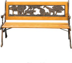 Kids 2 Seater Garden Patio Childrens Bench with Animal Design, Park Outdoor Bench, Patio Benches Kids 2-Person Wooden & Cast Iron Mini Sized Park Outdoor Garden Bench Childrens Bench