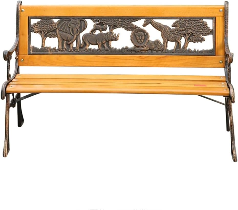 Kids 2 Seater Garden Patio Childrens Bench with Animal Design, Park Outdoor Bench, Patio Benches Kids 2-Person Wooden & Cast Iron Mini Sized Park Outdoor Garden Bench Childrens Bench