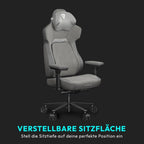 THUNDERX3 CORE Gaming Chair, for Adults Ergonomic Office Chair, High Back Desk Chair, Synchronous Tilt, Forward Tilt, 360° Self-adjusting Lumbar Support, Multipurpose Footrest, Fabric, Loft Light Grey