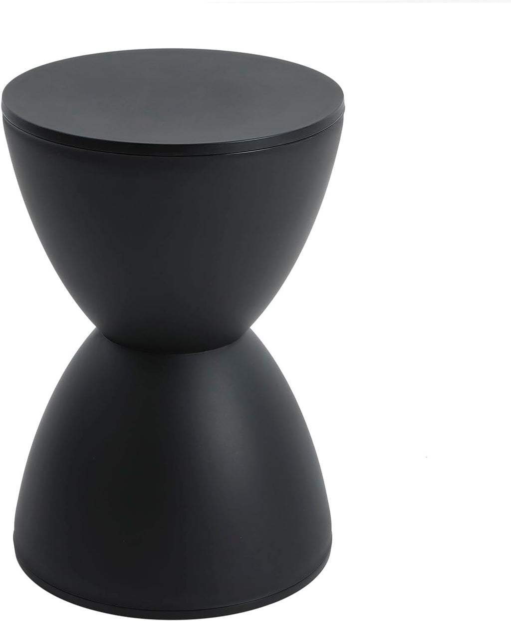 Small Plastic Drum Side Table Plastic Hourglass Modern End Table Round Outdoor Stool Side Table for Coffee Patio Indoor Home Bedroom, 11.81 * 16.93 in, Black