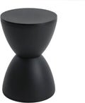 Small Plastic Drum Side Table Plastic Hourglass Modern End Table Round Outdoor Stool Side Table for Coffee Patio Indoor Home Bedroom, 11.81 * 16.93 in, Black