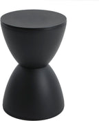 Small Plastic Drum Side Table Plastic Hourglass Modern End Table Round Outdoor Stool Side Table for Coffee Patio Indoor Home Bedroom, 11.81 * 16.93 in, Black