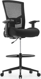 500lbs Drafting Chair,Big and Tall Office Chair for Standing Desk with Wide Seat,2D Adjustable Lumbar Support,Ergonomic Office Chair with Footrest for Home,Drawing or Counter Height Use