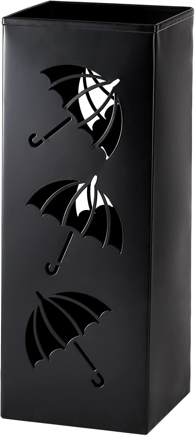 Okllen Metal Umbrella Holder, Square Umbrella Stand Rack for Entryway, 6.3" x 6.3" x 16.5", Black