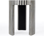 Beaumont Lane Transitional Round Bone Inlay Side Table, Black and White Finish, 18" W x 18" D x 22" H, Engineered Wood Construction, Handcrafted Accent Table for Living Room Decor