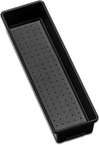 madesmart Long Storage Bin, Multipurpose Organizer for Kitchen, Bathroom & Office, Organizer for Cutlery, Peeling Tools, Spatulas, Non Slip, Soft Grip Lining, Durable, Black