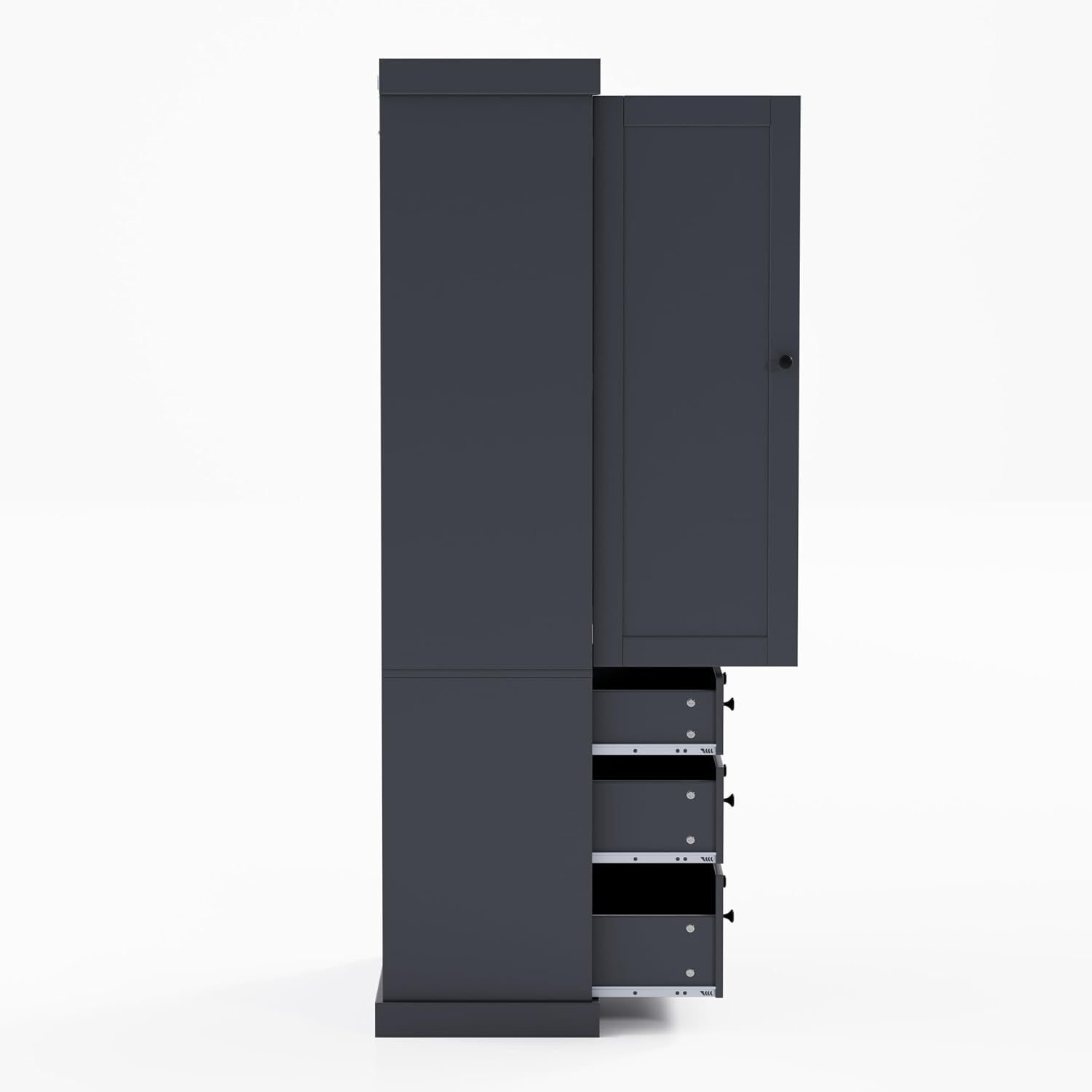 77-Inch Farmhouse Kitchen Pantry Cabinet - Freestanding Tall Storage with 3 Adjustable Shelves, 8 Door Shelves, 3 Slide-Out Drawers, 110lbs Shelf Capacity, Anti-Tip Design, Easy Assembly (Gray)
