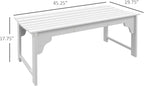 Garden Bench Seat, White Slatted Wooden Outdoor Bench with Curved Seat, Patio Park Bench for Front Porch Backyard Deck Lawn Yard Garden Entryway Seating