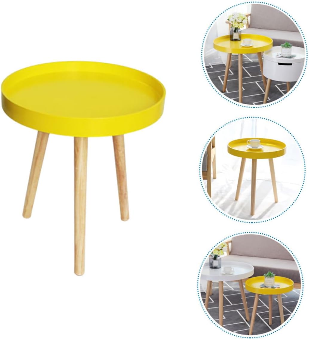 Nordic Style Mini Round Tea Table Small Yellow Sofa Side Table for Living Room Balcony and Bedroom