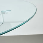 Modern Dining Table for 4 People, 36" Round Dining Table with Silver Chrome Metal X-Base, Circle Tempered Glass Dining Room Table, Small Kitchen Dining Room Tables Dinner Tables
