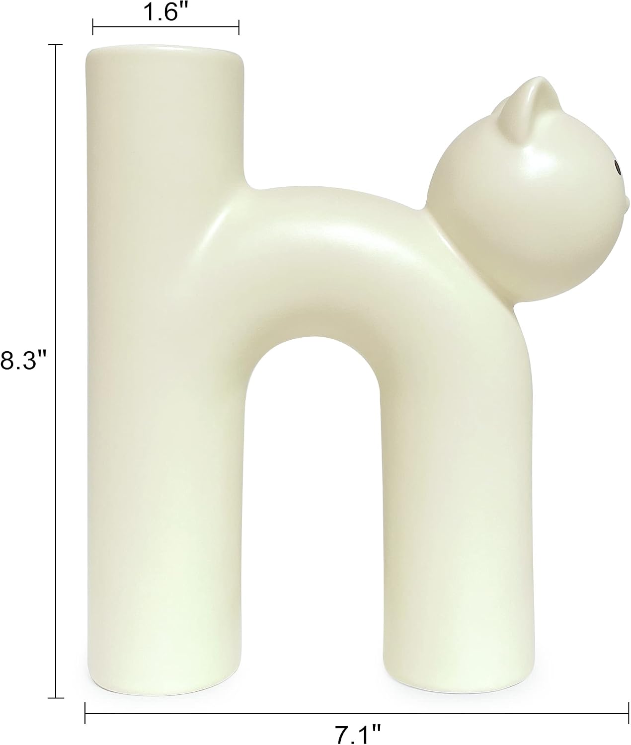 GeLive Cream White Cat Ceramic Vase, Minimalist Cute Kitty Flower Vase for Home Decor, Modern Boho Decorative Vase for Living Room, Bedroom, Office, Ideal Gift for Cat Lovers