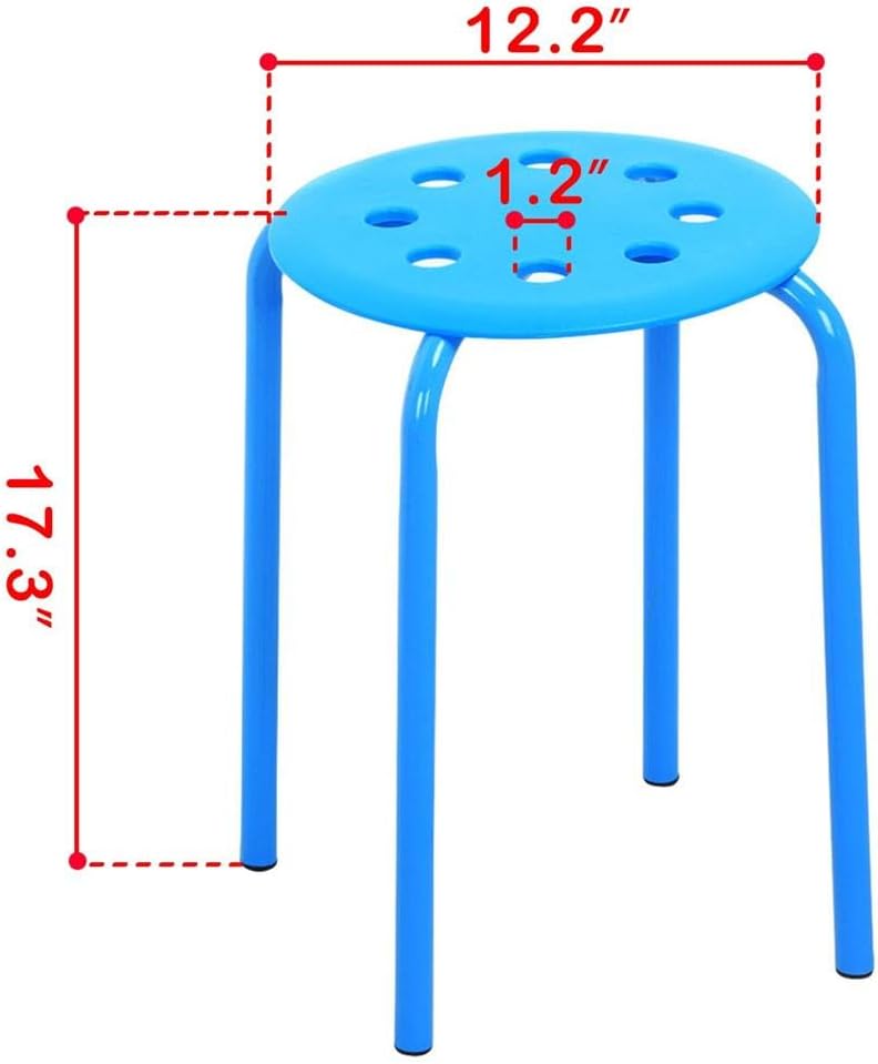Yaheetech 17.3'' Stacking Stools Set of 5 Indoor Outdoor Industrial Stackable Bar Stools Colourful Decoration Portable Plastic Metal Chairs