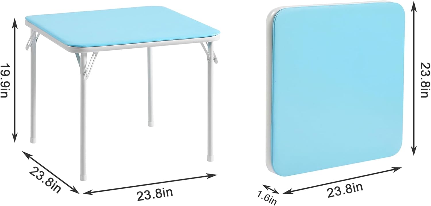 VECELO 24'' Kids Folding Activity Card Table, with Ultra Soft Padded Tabletop, 1 Piece, Blue & White