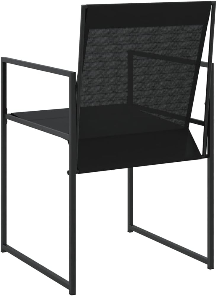 Patio Chairs 4 Pack Black Steel Textilene Sling Chairs with Foldable Backrest for Compact Storage