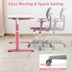POWERSTONE Kids Desk Chair, Adjustable Mesh Computer Chair with Armrest, Soft Cushion and Mid Back Swivel Office Chair for Teens Students (Pink)