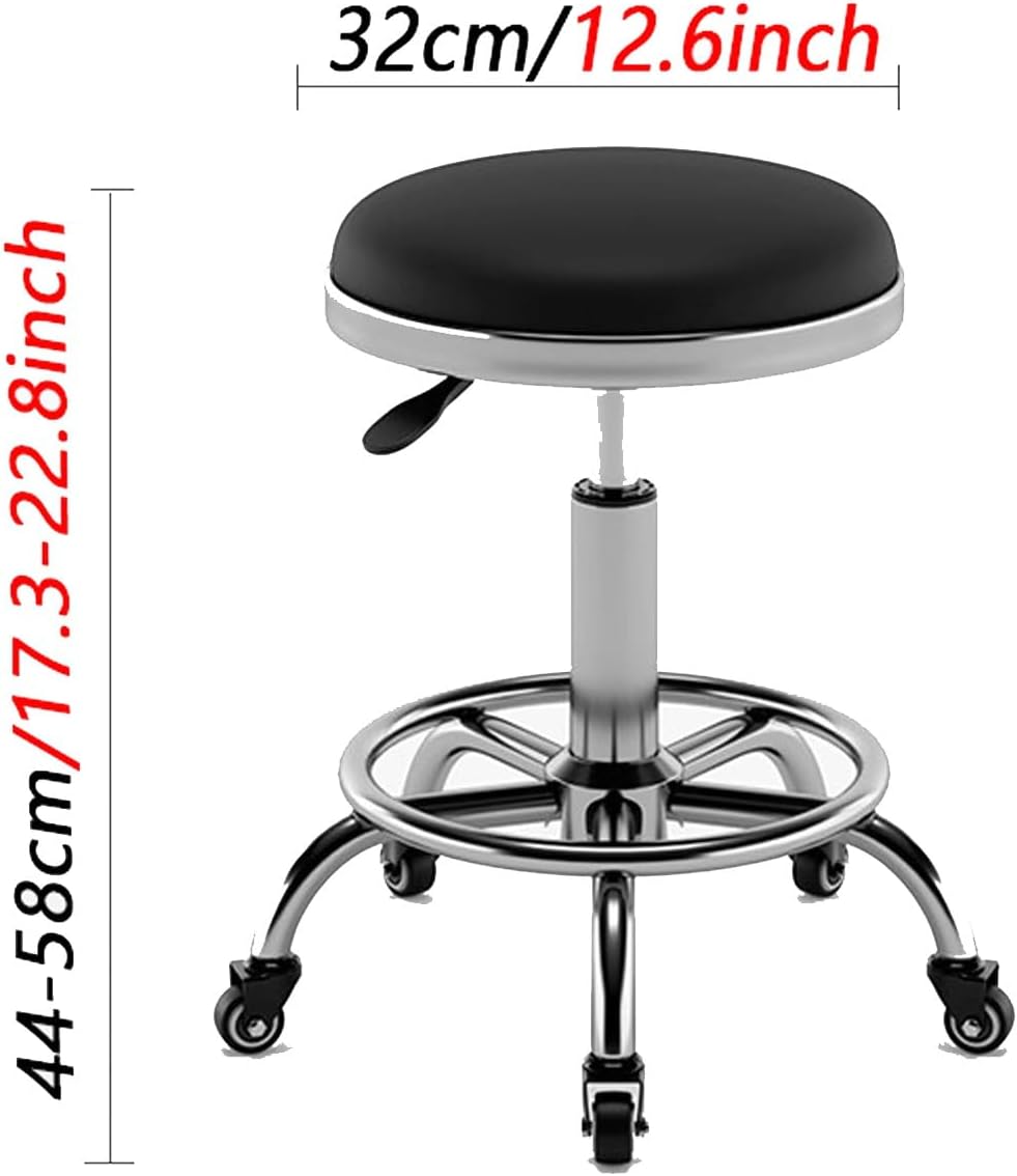 Rolling Stool - Sap Adjustable Height Stools - Work Vanity Chair,120KG Weight Capacity,Double Bearing Pulley,Smooth Rotation(Gold)