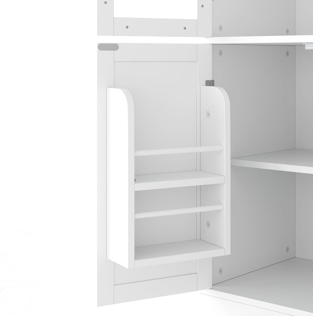 SOFTSEA 75" Tall Kitchen Pantry with 4 Drawers, Kitchen Storage Cabinet with Door Shelves and Pull-Out Trays, Pantry Organizer for Dining Room Office Living Room, White