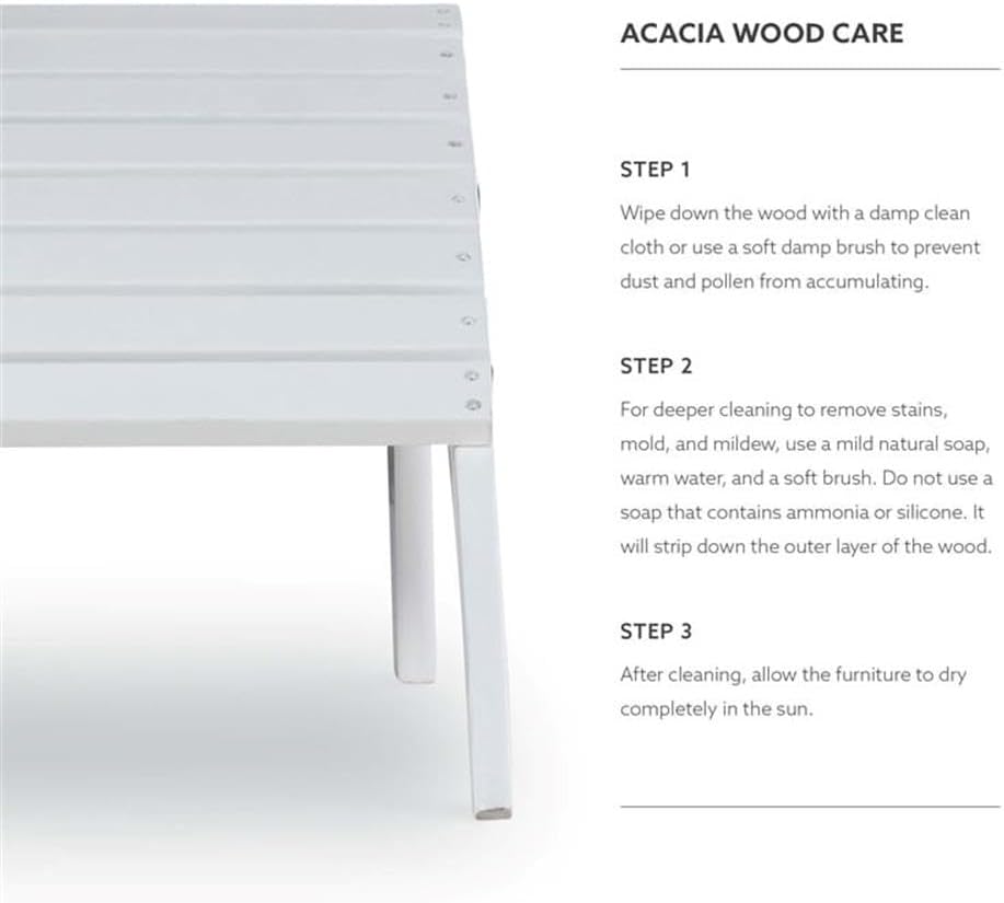 Hawthorne Collections Transitional Outdoor Ottoman, 21.66" W x 21.06" D x 13.78" H, Solid Wood and Acacia, White Finish, Sturdy Patio Furniture Footrest, Complement to Adirondack or Outdoor Seating