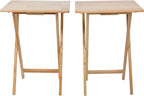 2-Pack Modern Indoor Folding Tray Table Natural Rubberwood - Portable TV Dinner Stand for Sofa, Laptop Desk, Bed Tray, Small Space