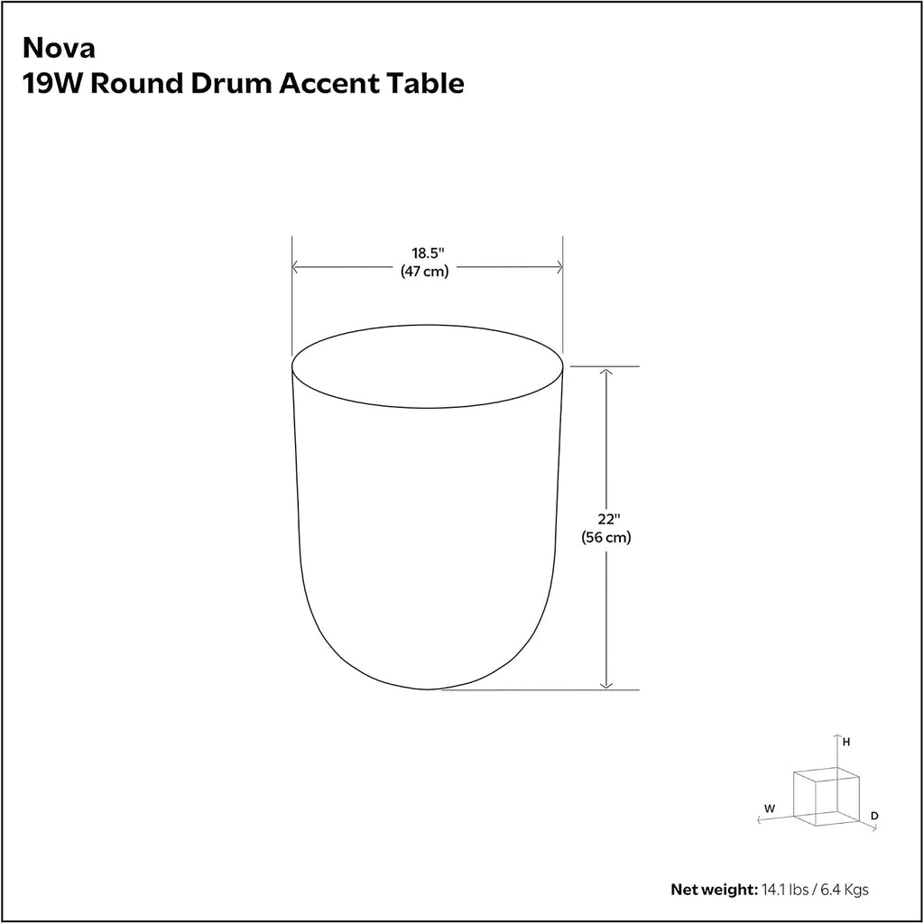 SIMPLIHOME Nova Metal Table - 19 inch Wide Solid Iron Drum Accent Table in Smoke Grey Ombre, Boho Sculptural End Table for Living Room with Hand-Hammered Design and Metallic Finish, Assembled