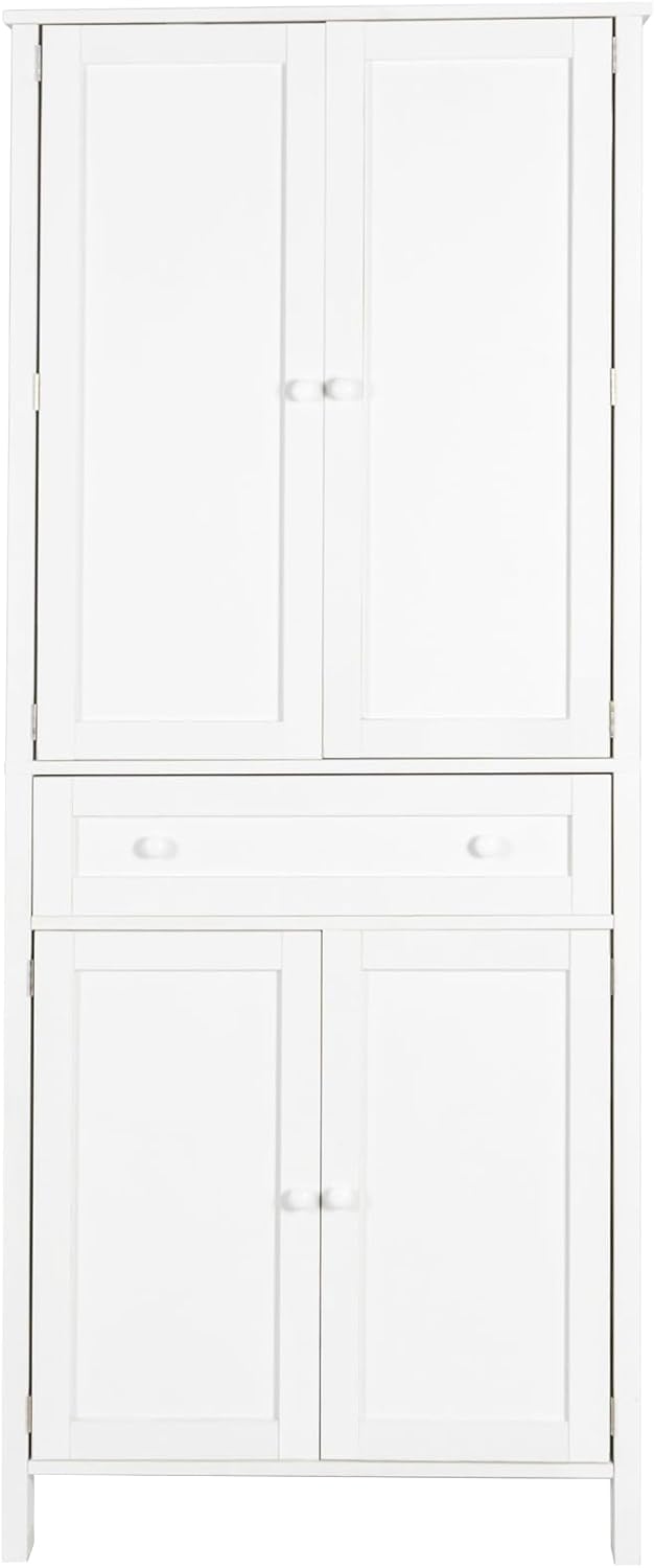 70.87" Tall Kitchen Pantry, Storage Cabinet, Kitchen Cabinet, Drawer and Adjustable Shelves, for Kitchen, Dining Room, White,15.75 * 29.53 * 70.87