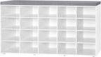 DINZI LVJ Shoe Storage Bench, 20-Cubby Shoe Rack Bench with Cushion, Fully Adjustable Shelves, Shoe Organizer for Closet, Entryway, Mudroom, Hallway and Garage, White