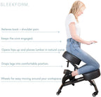 Sleekform Ergonomic Kneeling Chair - Adjustable Seat Angle and Height - Ergonomic Posture Kneeling Stool Chairs for Office and Home - Thick Comfortable Cushions, Wheels