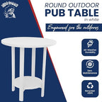 Phat Tommy Round Bar Height Patio Table - Outdoor Bar Table - Balcony Height Patio Furniture for Your Deck - Poly Outdoor Furniture, White
