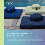 Bean Products Meditation Cushion Mat Set - Zafu Floor Pillow Organic Buckwheat Pillow + Cotton Filled Zabuton Prayer Pad - Meditation Pillow Yoga Knee Pad - Made in USA - 14" Round or 18" Oval