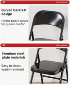 All-Steel Frame Folding Chair, Lightweight Single Chair, Metal Collapsible Chair, Stackable Chair for Bedroom, Living Room(Gray)
