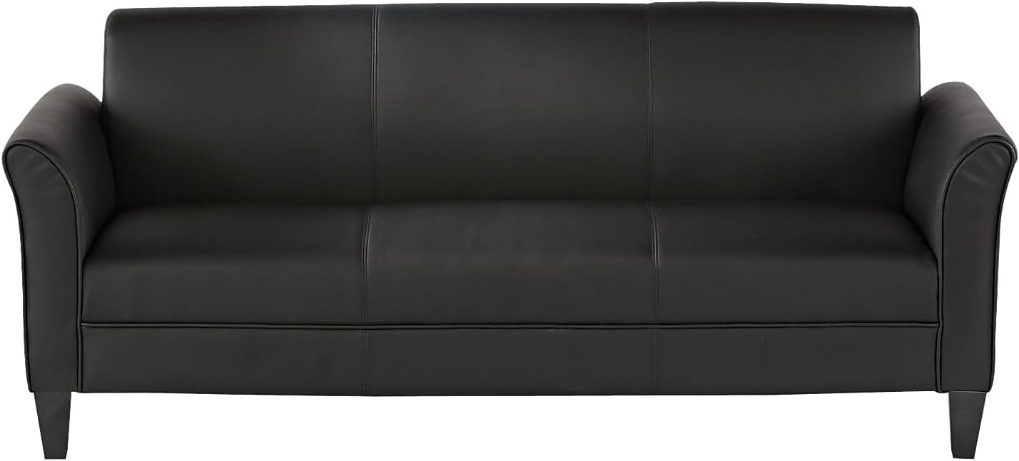 Alera ALERL21LS10B Reception Lounge Sofa Series 77 in. x 31.5 in. x 32 in. 3-Cushion Sofa - Black