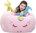 Stuffed Animal Storage Bean Bag Chair Cover for Kids Pink Unicorn Beanbag Chair for Girls Large Size Toy Organizer Cover Only Without Filling