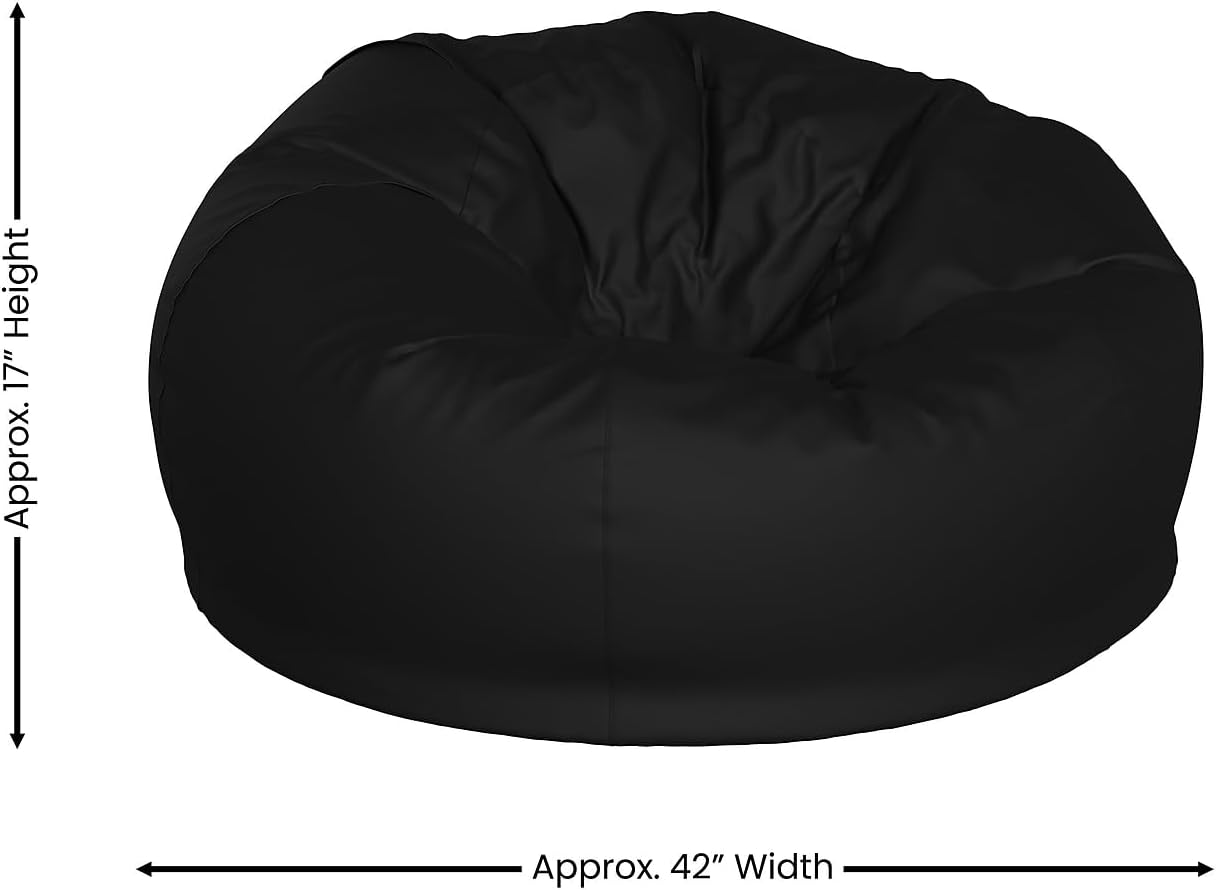 Flash Furniture Duncan Oversized Solid Black Bean Bag Chair for Kids and Adults