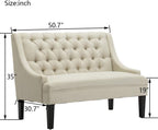 Tongli 50" Small Modern Loveseat Settee Sofa Linen Fabric 2-Seat Sofa Couch Tufted Love Seat Dining Bench with Back Upholstered Banquette Sofas for Living Room Bedroom Small Space Entryway