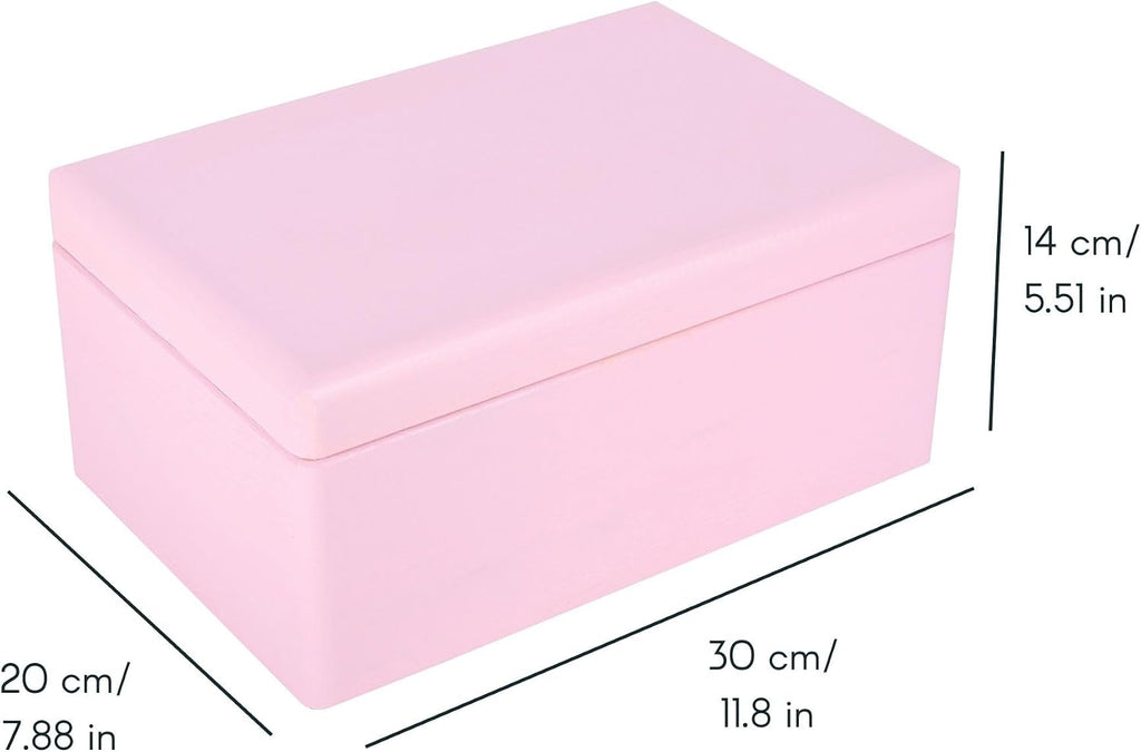 Creative Deco Large Pink Wooden Box Storage with Hinged Lid | 11.8x7.87x5.51in (+-0.5) | Keepsake Gift Box for Tool Dog Toy Kitchen Storage | ROUGH UNSANDED Wood Chest Trunk