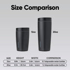 Owala SmoothSip Slider Ceramic-Lined Insulated Stainless Steel Coffee Tumbler, No Metallic Taste Reusable Travel Mug, Hot Iced Coffee Cup, BPA Free 20 oz, Very, Very Dark