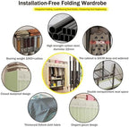 Canvas Wardrobe 85x50x172cm Wardrobes for Bedroom,Portable Wardrobe,1 Hanging Rails Folding Wardrobe,Folding Collapsible Fabric Storage Box for Wardrobe