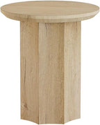Round End Table, Modern Farmhouse Side Table with Vertical Slatted Base & Wood Grain, Compact Accent Table (19.68" L x 19.68" W x 23.62" H), Anti-Scratch Octagonal Base, Easy Assembly
