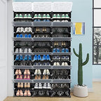 Portable Shoe Rack Organizer, 72-Pair Modular DIY Cube Storage, 10-Tier, Black, 47.25" W x 12" D x 72" H